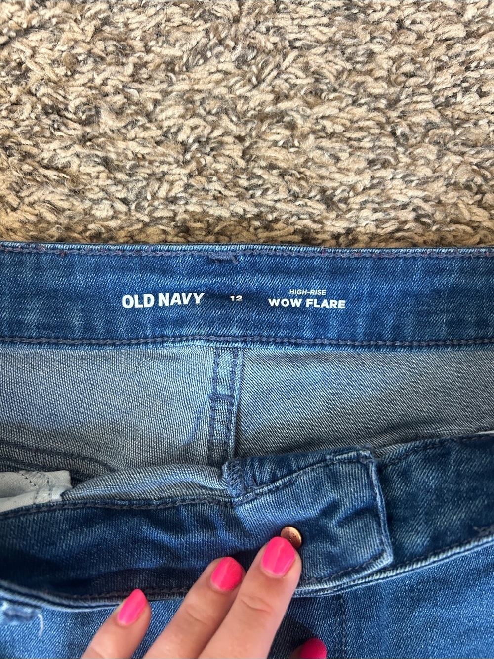 Old Navy Blue Flared Jeans - Women's Wide Leg - Picture 3 of 4